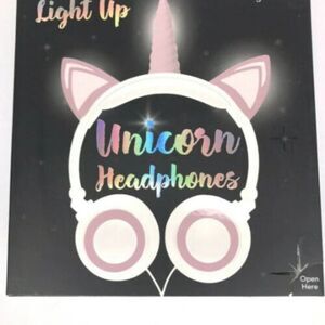 Unicorn Headphones White/Pink Gabba Goods Premium LED Light Up in The Dark